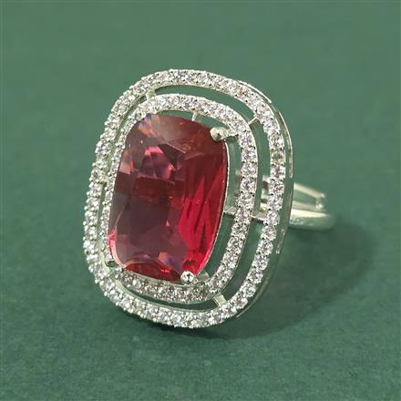 Cz Adjustable Ring With Rhodium Plating