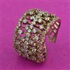 Cubic Zirconia Adjustable Ring With Mehndi 2 Tone Rhodium Plating