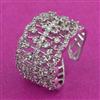 Cubic Zirconia Adjustable Ring With Mehndi 2 Tone Rhodium Plating