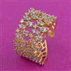 Cubic Zirconia Adjustable Ring With Mehndi 2 Tone Rhodium Plating