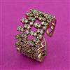Cubic Zirconia Adjustable Ring With Mehndi 2 Tone Rhodium Plating