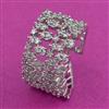 Cubic Zirconia Adjustable Ring With Mehndi 2 Tone Rhodium Plating