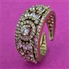 Cubic Zirconia Adjustable Ring With Mehndi 2 Tone Rhodium Plating