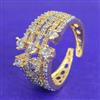 Cubic Zirconia Adjustable Ring With Mehndi 2 Tone Rhodium Plating
