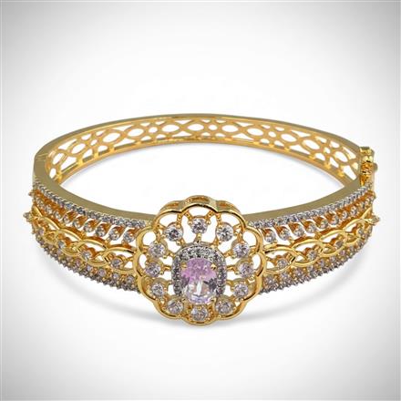 Cubic Zirconia Openable Kada With 2 Tone Plating