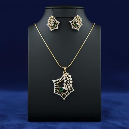 Cubic Zirconia Classic Pendant Set With 2 Tone Plating
