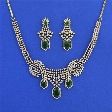 American Diamond Classic Necklace Set With Mehndi Plating