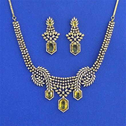 American Diamond Classic Necklace Set With Mehndi Plating
