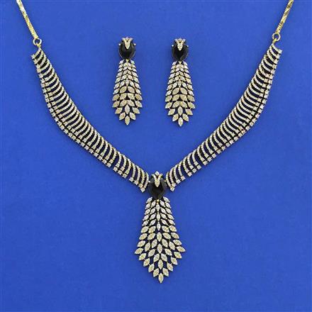 American Diamond Classic Necklace Set With Mehndi Plating