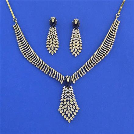 American Diamond Classic Necklace Set With Mehndi Plating