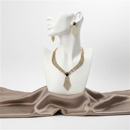 American Diamond Classic Necklace Set With Mehndi Plating