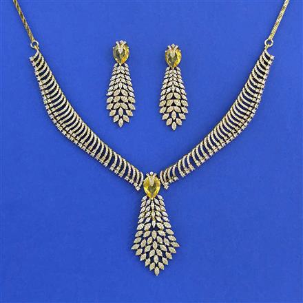 American Diamond Classic Necklace Set With Mehndi Plating