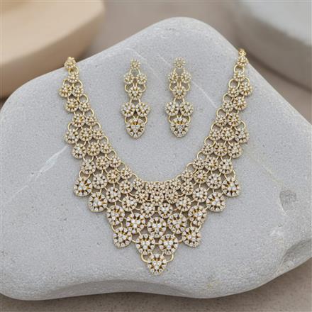 American Diamond Classic Necklace Set With Gold Plating