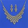 American Diamond Classic Necklace Set With Rhodium Mehndi Plating