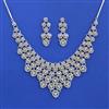 American Diamond Classic Necklace Set With Rhodium Mehndi Plating