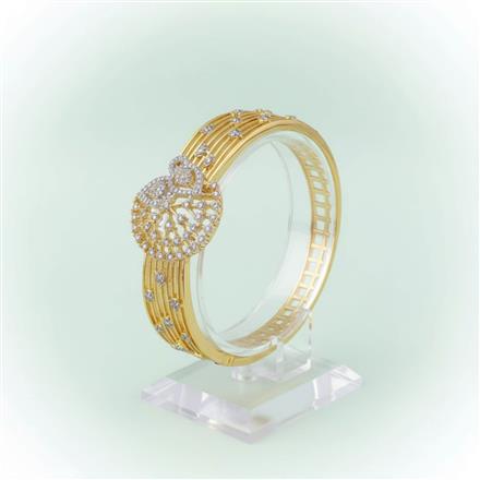Cubic Zirconia Openable Kada With 2 Tone Rhodium Plating