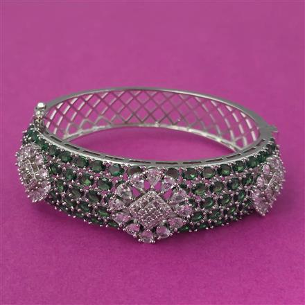 Cubic Zirconia Openable Kada With Rhodium Plating