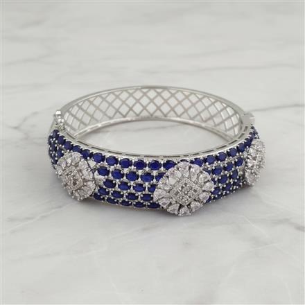 Cubic Zirconia Openable Kada With Rhodium Plating