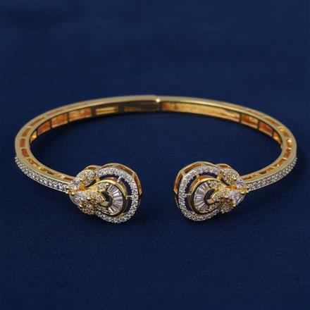 Cubic Zirconia Openable Kada With 2 Tone Rhodium Plating
