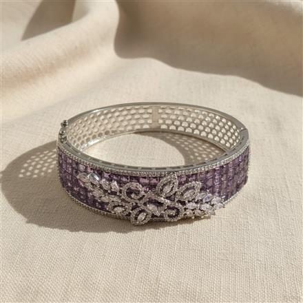 Cubic Zirconia Openable Kada With Rhodium Plating