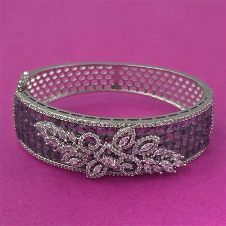 Cubic Zirconia Openable Kada With Rhodium Plating