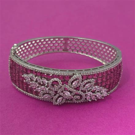 Cubic Zirconia Openable Kada With Rhodium Plating