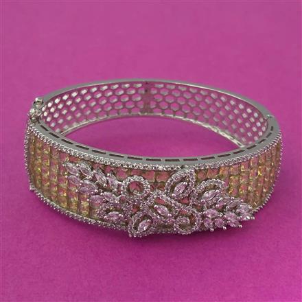 Cubic Zirconia Openable Kada With Rhodium Plating