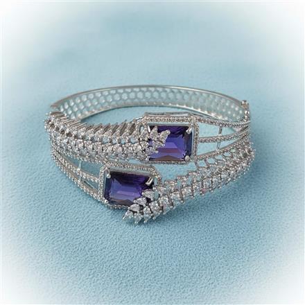 Cubic Zirconia Openable Kada With Rhodium Plating