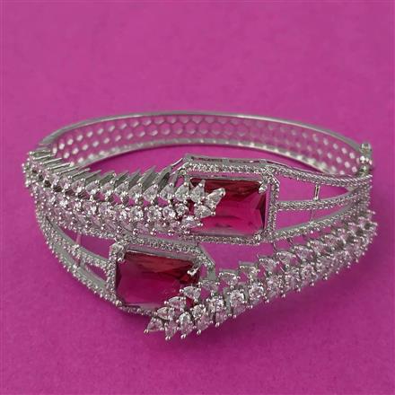 Cubic Zirconia Openable Kada With Rhodium Plating