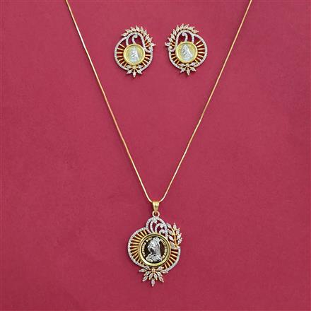 American Diamond Classic Pendant Set With 2 Tone Plating