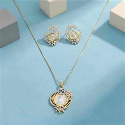 American Diamond Classic Pendant Set With 2 Tone Plating