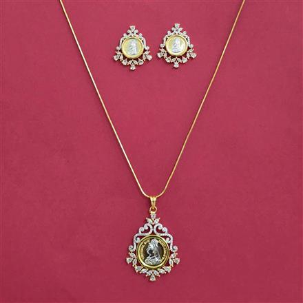 American Diamond Classic Pendant Set With 2 Tone Plating