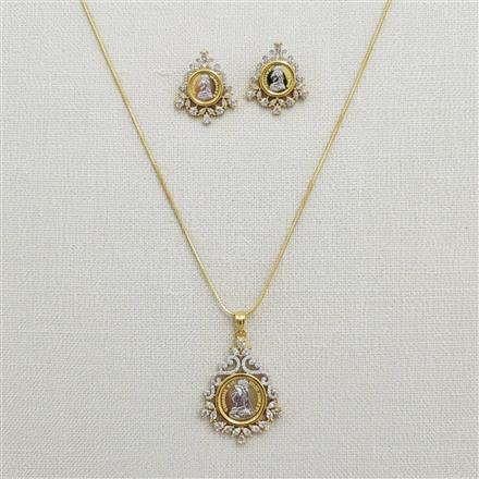 American Diamond Classic Pendant Set With 2 Tone Plating