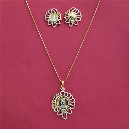 American Diamond Classic Pendant Set With 2 Tone Plating