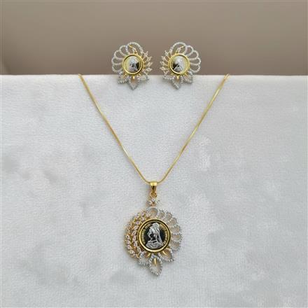 American Diamond Classic Pendant Set With 2 Tone Plating