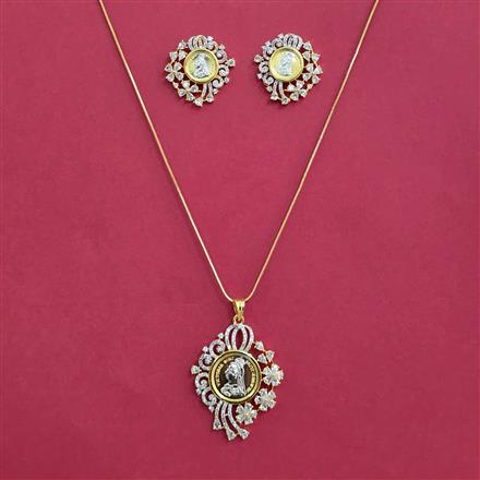 American Diamond Classic Pendant Set With 2 Tone Plating