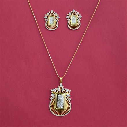 American Diamond Classic Pendant Set With 2 Tone Plating
