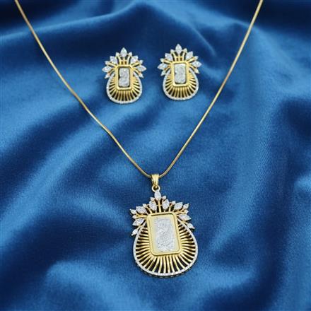 American Diamond Classic Pendant Set With 2 Tone Plating
