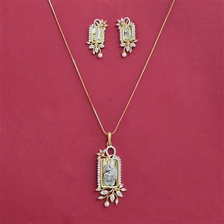 American Diamond Classic Pendant Set With 2 Tone Plating