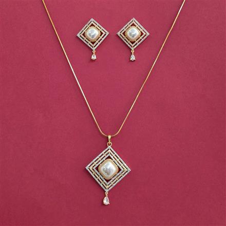 American Diamond Classic Pendant Set With 2 Tone Plating