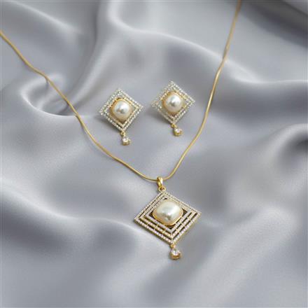 American Diamond Classic Pendant Set With 2 Tone Plating