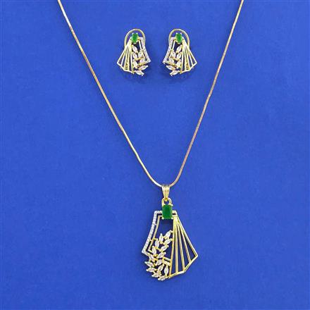 American Diamond Classic Pendant Set With 2 Tone Plating