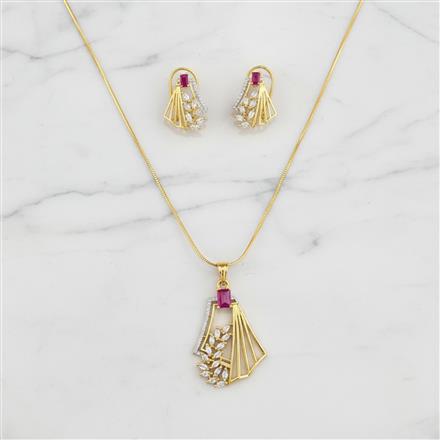 American Diamond Classic Pendant Set With 2 Tone Plating