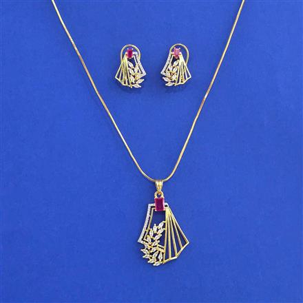 American Diamond Classic Pendant Set With 2 Tone Plating
