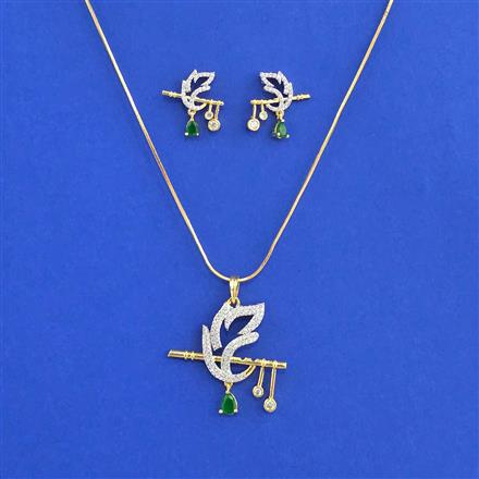 American Diamond Classic Pendant Set With 2 Tone Plating