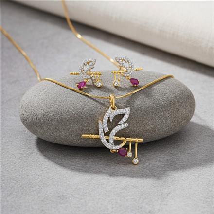 American Diamond Classic Pendant Set With 2 Tone Plating