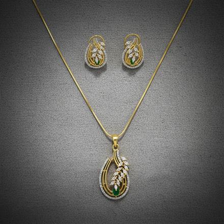 American Diamond Classic Pendant Set With 2 Tone Plating