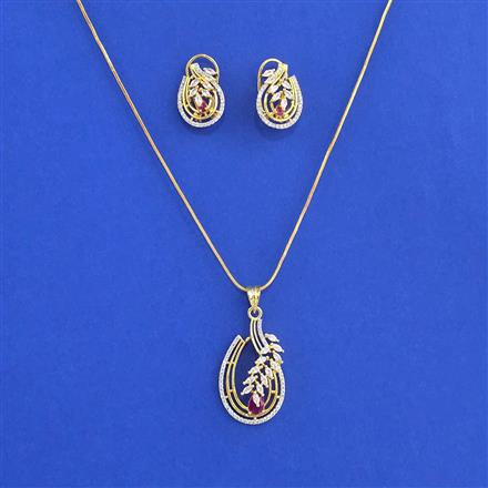 American Diamond Classic Pendant Set With 2 Tone Plating