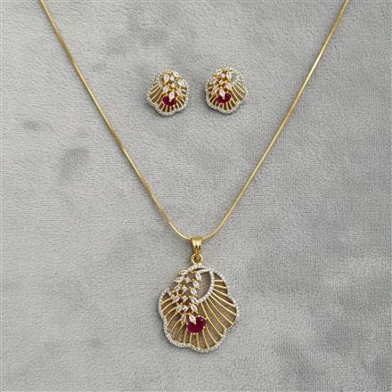 American Diamond Classic Pendant Set With 2 Tone Plating