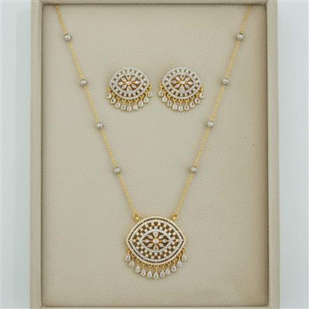 American Diamond Classic Pendant Set With 2 Tone Plating